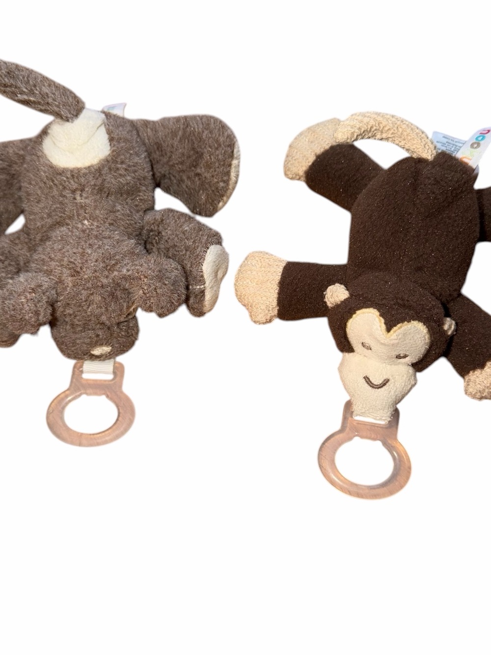 Nookums Paci Plushies Brown Puppy Dog And Monkey Pacifier Holders Set Of 2